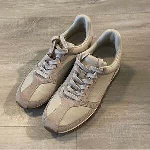 Massimo Dutti Women’s Leather Sneakers – Beige – Size 38